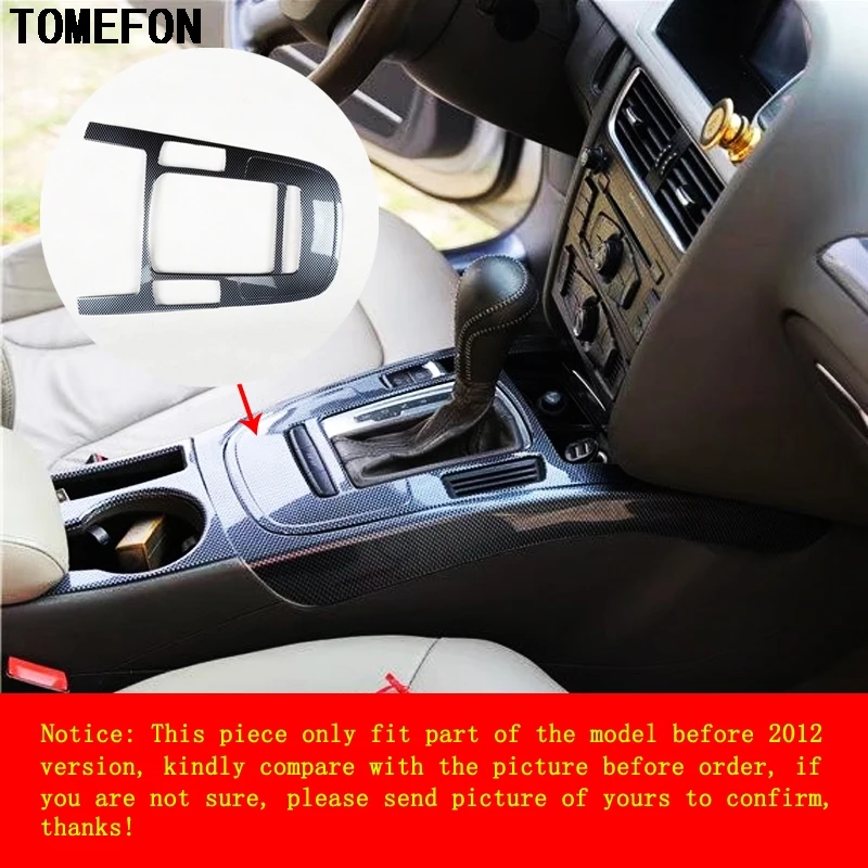 TOMEFON plástico fibra de carbono pintura engranaje delantero Shif Panel marco ventana interruptor manija ajuste piezas interiores para Audi A4L 2009 -2016 TOMEFON plástico fibra de carbono pintura engranaje delantero Shif Panel marco ventana interruptor manija ajuste piezas interiores para Audi A4L 2009 -2016