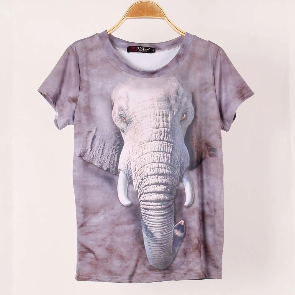 2014 New Topic 1 3D Printed Elephant T Shirt Women tees women type T