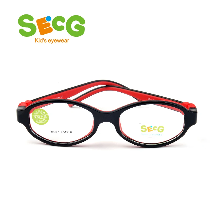 SECG Студенческая Милая оптическая оправа безопасные удобные гибкие очки для детей унисекс детская оправа резиновая с ремешками Gafas - Цвет оправы: C3