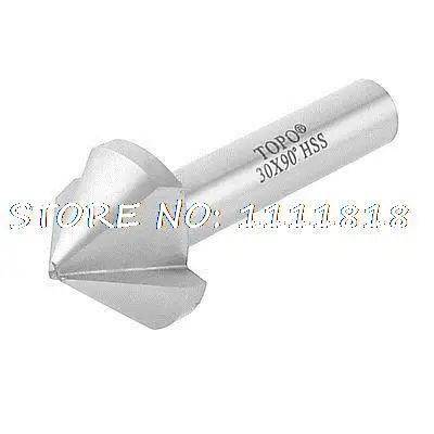 

HSS Chamfer End Mill Cutter Dia 30mm 90 Degree 3 Flutes Countersink Bit