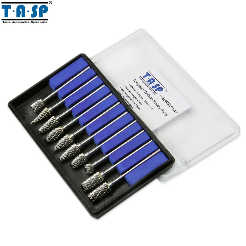 TASP 10pcs Tungsten Carbide Rotary Burrs Milling Cutter Engraving Bits Rotary Tool Accessories with 3.2mm Shank TASP 10pcs Tungsten Carbide Rotary Burrs Milling Cutter Engraving Bits Rotary Tool Accessories with 3.2mm Shank