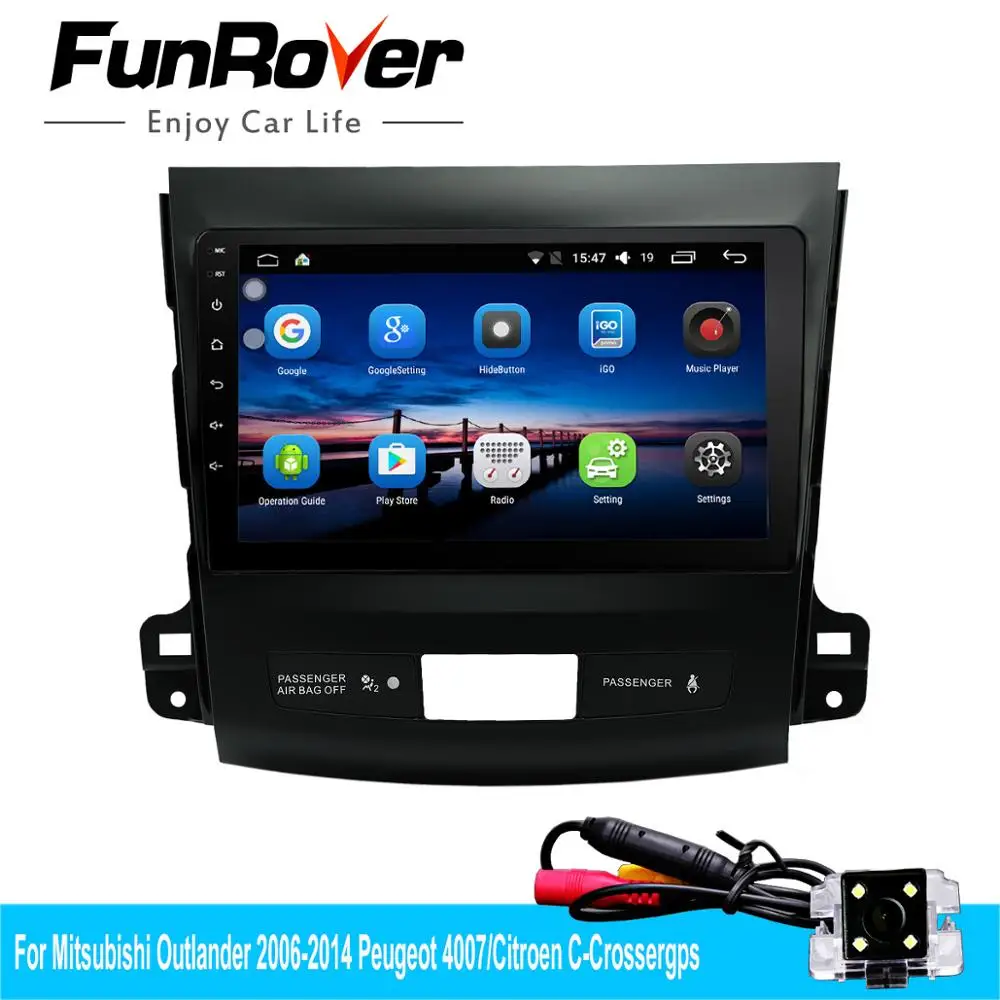 

Funrover android 9.0 2.5D+IPS Car Multimedia Navigation dvd for Mitsubishi Outlander 2006-2014 Peugeot 4007 Citroen C-Cross RDS