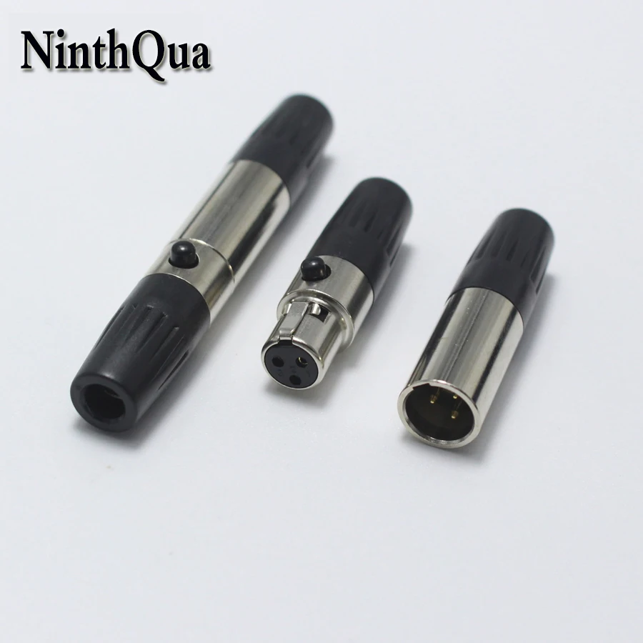 

1pair Mini XLR 3 Pin Male Plug + Female jack Small XLR 3P Audio Socket Microphone Connector MIC Adapter for OD5mm Cable