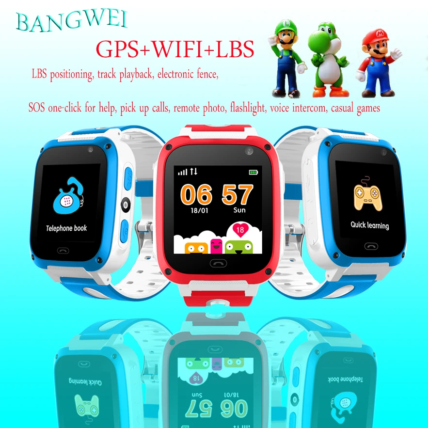 

2019 BANGWEI Q50 Anti Lost OLED Child GPS Tracker SOS Smart Monitoring GPS Positioning Phone Kids GPS Baby Watch Compatible IOS