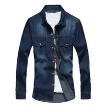 Мужские классические повседневные джинсовые рубашки, синие топы, Повседневная рубашка, тонкое универсальное пальто из хлопка, большие размеры, топы, осень, новинка, длинный рукав, san0