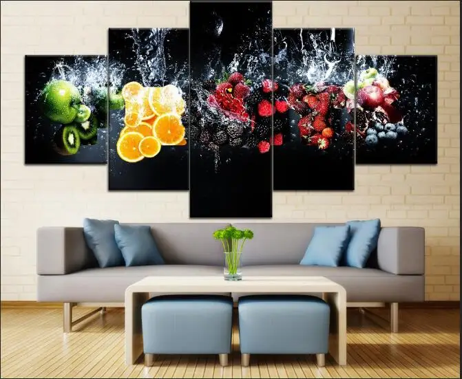 

Zhuistar multi photo 5 panel diy "Water splash landscape fruit" diamond painting square / round inlaid diamond embroidery home