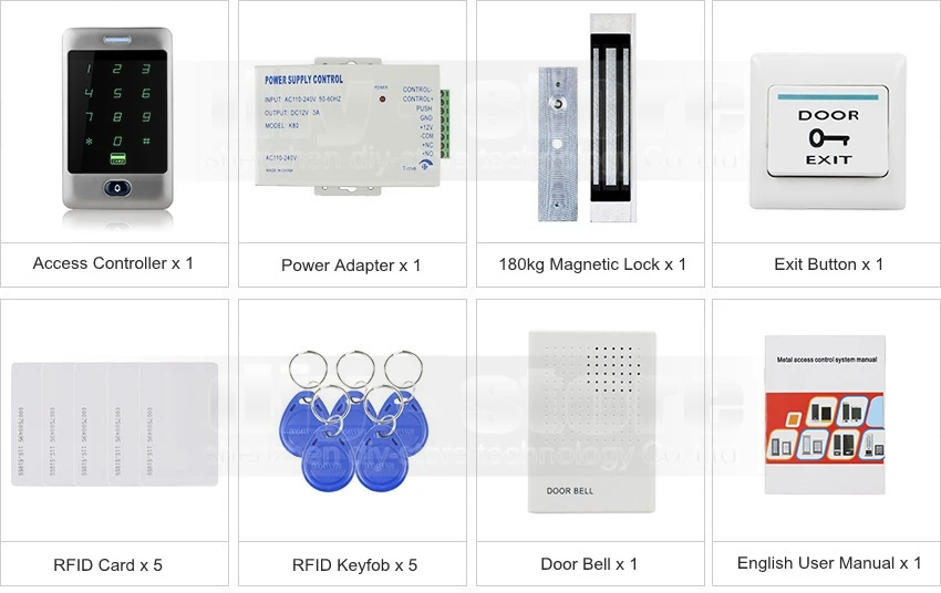 Diysecur 125 кГц RFID считыватель Пароль Клавиатура + 180 кг 350lb магнитный замок + дверной звонок Управление доступом безопасности Системы комплект
