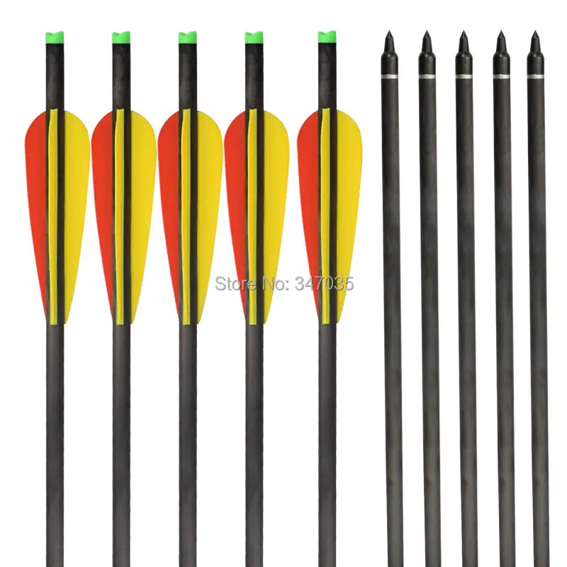 

12X New Crossbow Bolts Hybrid Carbon Arrows 125gr Points Haft Moon Nock for Archery Hunting Shooting - Shaft length 16" to 22"