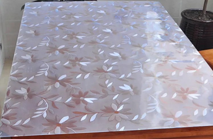 Translucent crystal dining table mat soft glass customize table cloth oil waterproof dining table cloth tablecloth