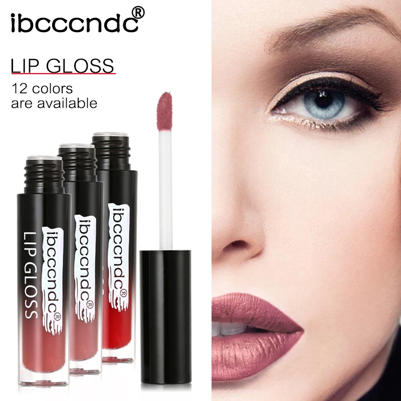 

IBCCCNDC Waterproof Batom Velvet Liquid Lipstick Sexy Red Lip Tint 12Color Lip Gloss Makeup Long Lasting Matte Nude Lipgloss