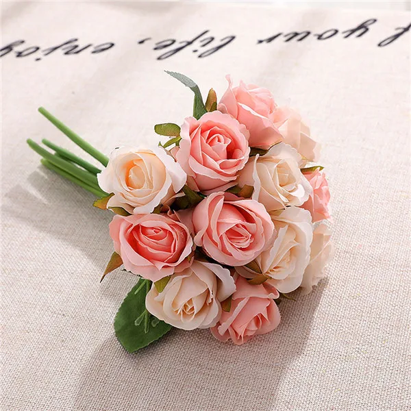 12 шт./лот, искусственные розы, свадебный букет, Королевская роза из шелка, искусственные цветы для украшения дома, декор для свадебной вечеринки - Цвет: C