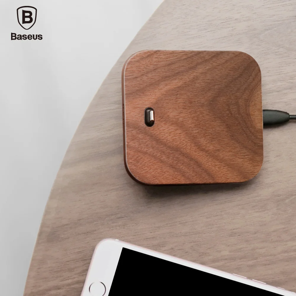 Baseus Duowood Black Aluminum Alloy Desktop Charger Sync Dock Cradle For iphone