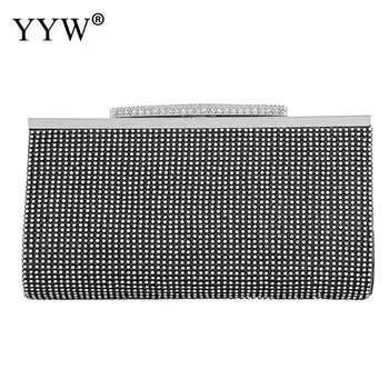 

Black Box Bag Women Evening Party Clutch Bag Rhinestone Top Selling Luxury Clutches Women Wedding Handbag And Purse With Chain