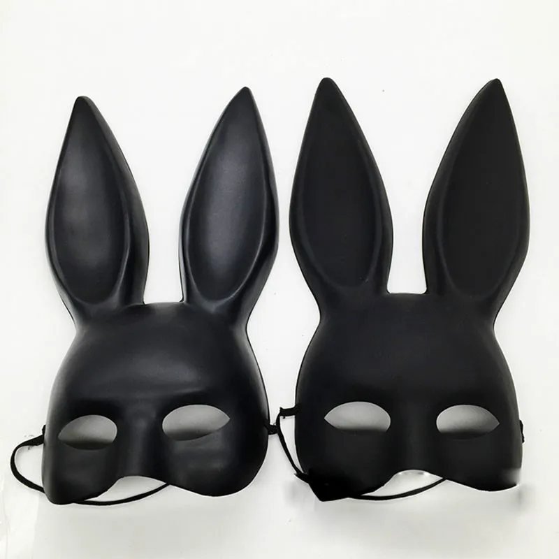 

Mark Black Women Girl Sexy Rabbit Ears Mask Cute Bunny Long Ears Bondage Mask Halloween Masquerade Party Cosplay Costume Props