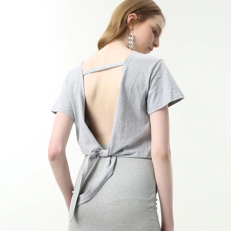 Bootyjeans 2017 новая летняя женская пляжная одежда Сексуальная футболка с вырезами на