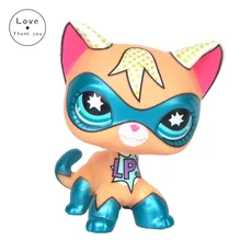 pet shop lps toys Real Standing Short Hair Cat Masked Super Hero Kitty Rare Old Animal