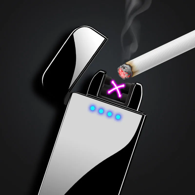 Креативный встряхивание чтобы зажигать сигарету тонкая USB ветрозащитная двойная