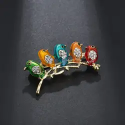 Для мужчин Для женщин сплава разноцветной эмалью 5 Иволга, птица брошь с растительными мотивами булавки золото Bird Броши костюмы платье для