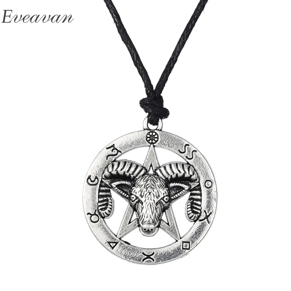 EUEAVAN 15 шт винтажная Ram пентаграмма кулон ожерелье Wicca животное амулет ювелирные