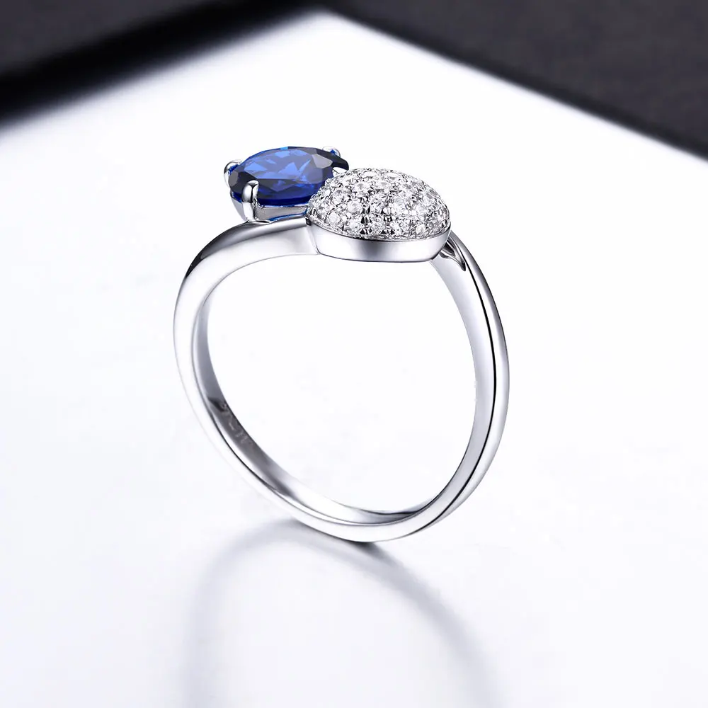 DOUBLE-R 925 sterling silver Created Sapphire Gemstone Rings for women Embroidery
