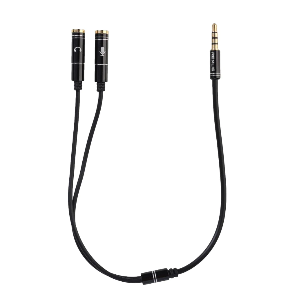 3.5mm Stereo Audio Male to 2 Female Headphone Mic Y Splitter Cable Adapter for PC Computer Laptop Smartphone