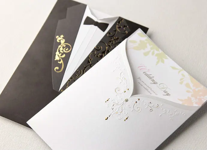 wholesale 50 sets formal dress bride groom wedding invitation card