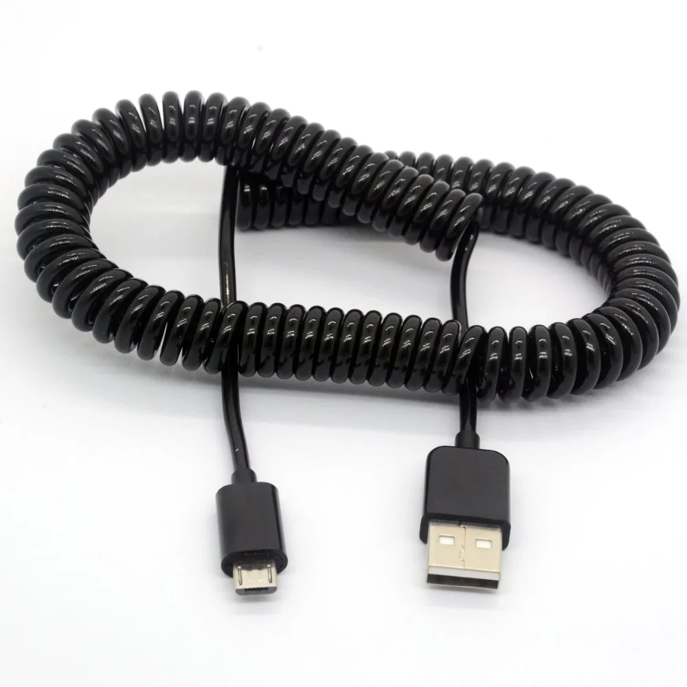 2.5M USB 2.0 A Male to Micro USB B Spiral Coiled Adapter USB Data Charging Cables Connector USB Charger Cable