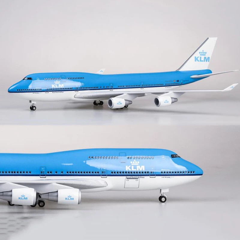 1/157 масштаб 47 см самолет Boeing B747 KLM королевский синий белый голландские авиалинии Модель W светильник колесо литье под давлением пластиковая Смола самолет Collec