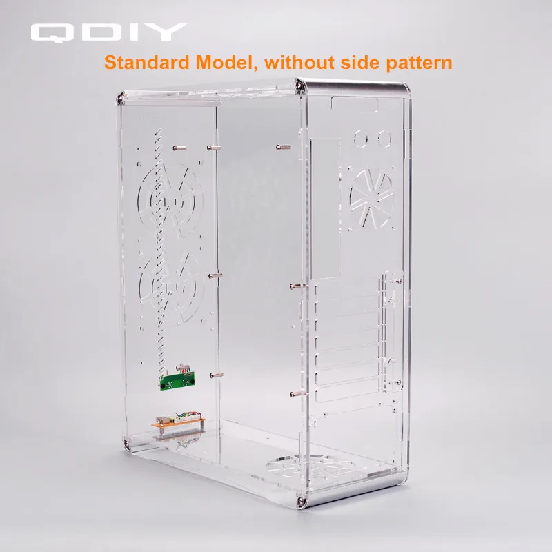 QDIY PC A006SM MicroATX прозрачный акриловый чехол для компьютера с водяным охлаждением
