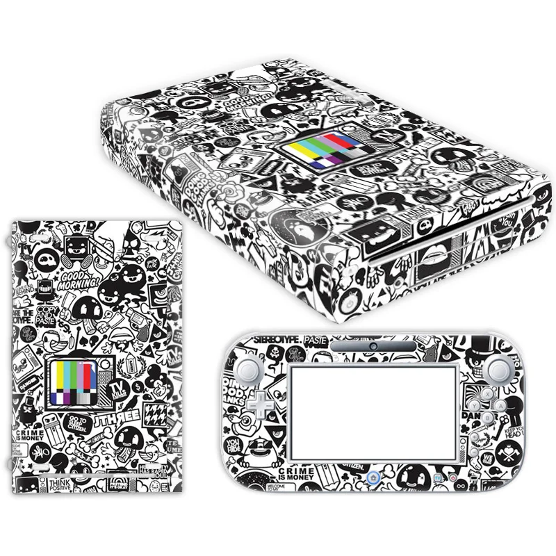 

For W ii U Console Cover with Remotes Con4roller Skins For Nintend w ii u sticker for w ii u skin---0407