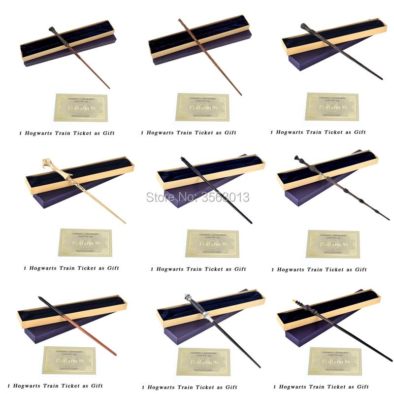 

Metal Iron Core Cosplay Malfoy Dumbledore Hermione Voldemort Wand Harri Potter Magic Wand with Hogwarts Express Ticket