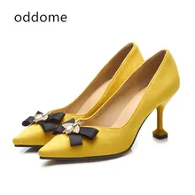 

Fashion Faux Suede Girls Shoes High-End Women High Heels Women Bow Luxury Pumps Pump Tips Brand Women High Heels plus Size 32-48