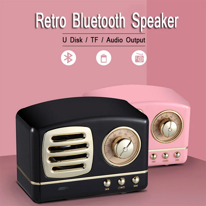 

Portable Bluetooth Speaker Retro Mini Portable Wireless Bluetooth Speaker Radio USB/TF Card Music Player HIFI Subwoofer Speaker