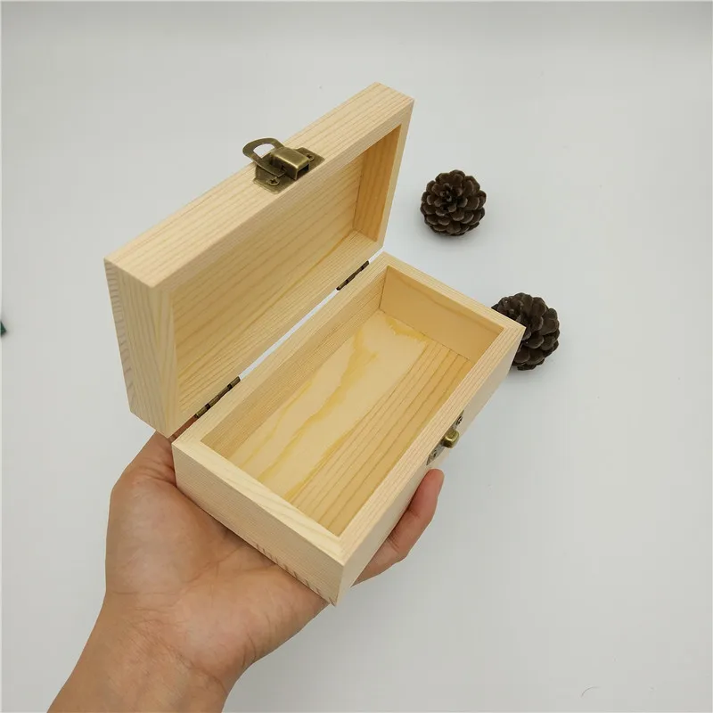 Деревянная маленькая деревянная коробка zakka Paulownia с крышкой и замком для хранения