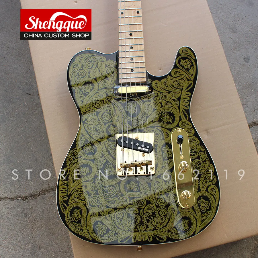 

SHENGQUE factory custom Tele Guitar maple 6 strings telecaster electric guitars with gold hardwares musical instruments shop