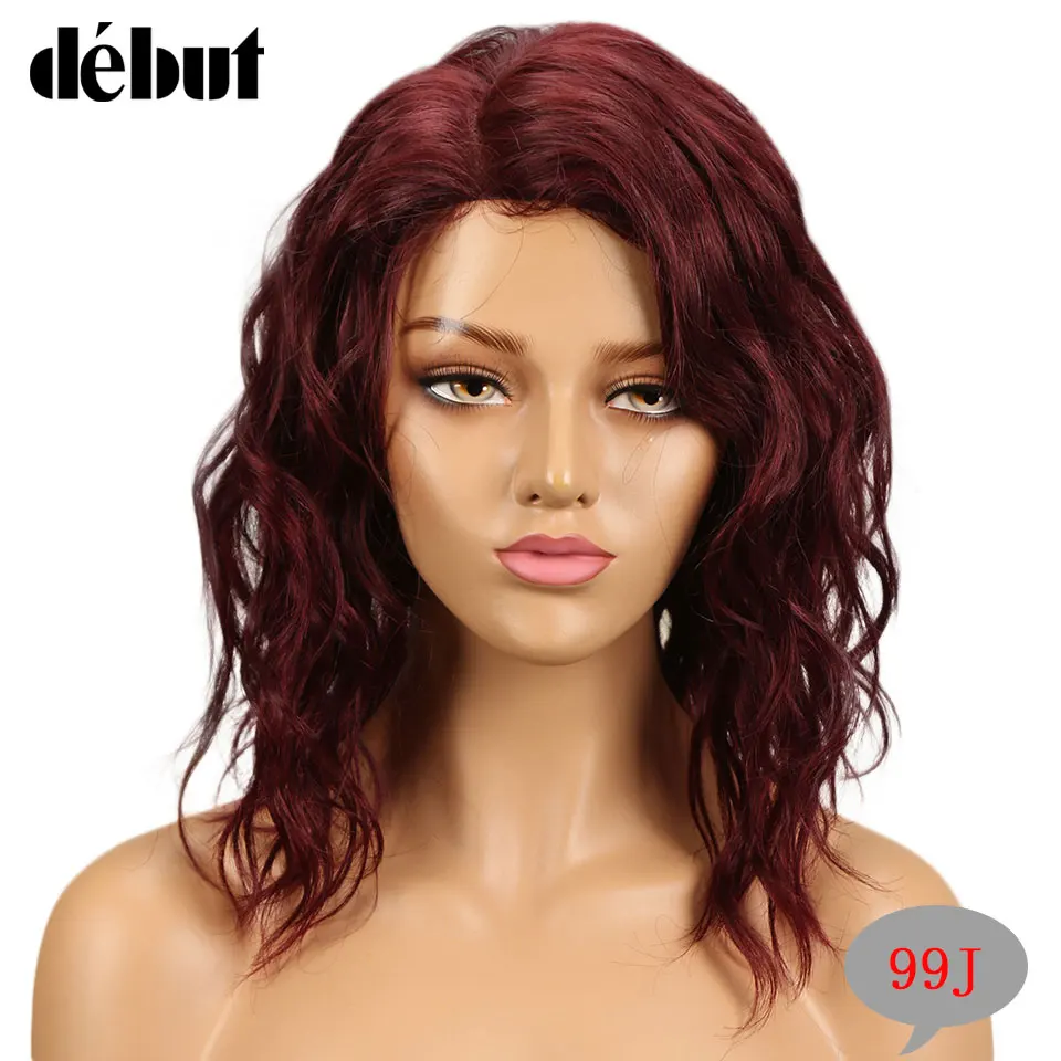 Debut Hair Wigs For Black Women Remy Curly Wavy Human Hair Wigs Brazilian Ombre Hair Part Lace Wig Free Shipping - Цвет волос: # 99J