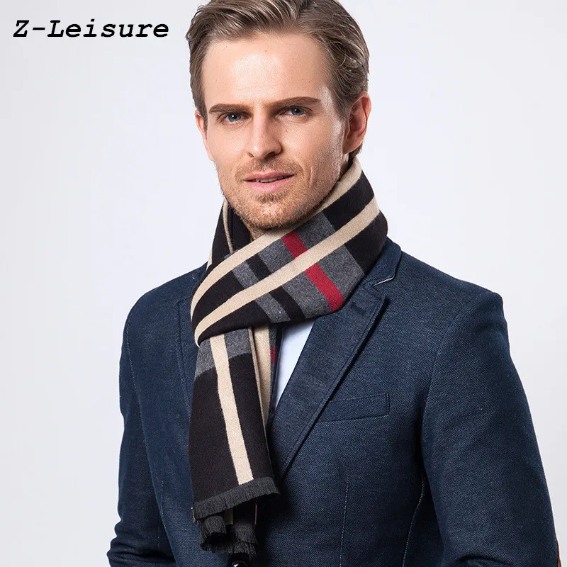 Fashion Design Casual Scarves Winter Men's Cashmere Scarf Luxury Brand