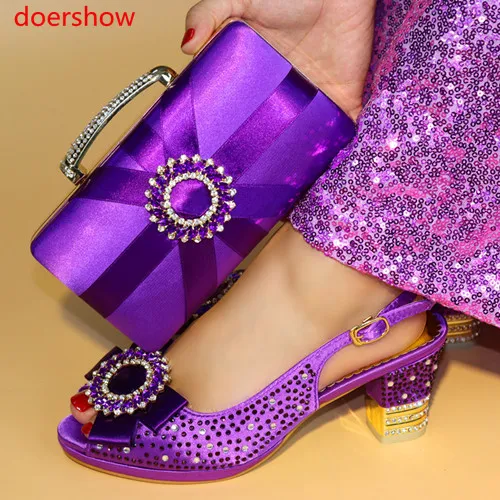 

doershow Shoe and Bag Set Women Shoes and Bag Set In Italy Design Italian Shoes with Matching Bag Set Decorated for partyHYY1-27