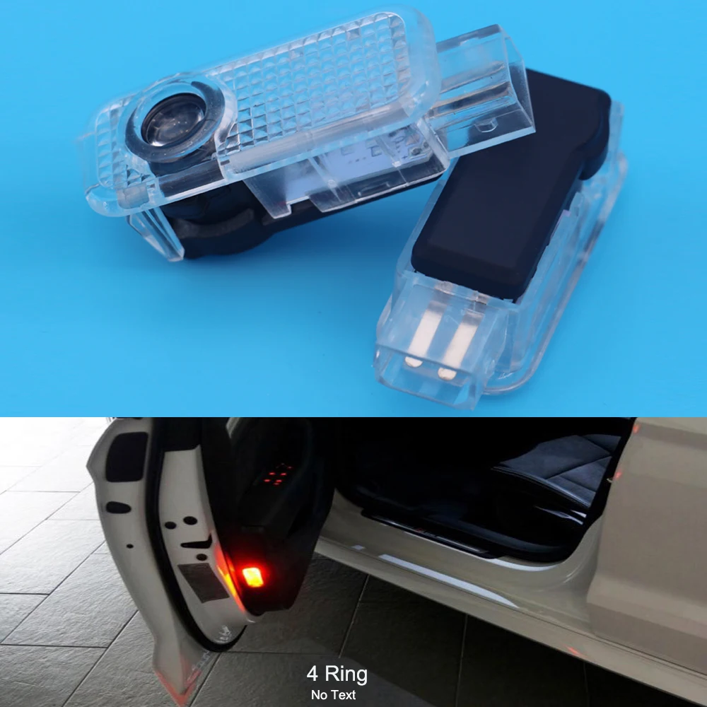 

2pcs Car Door Light LED Laser Projector Lights For Audi 4 Ring with Text Logo For A6 C6 B6 B8 C5 80 A3 A4 S3 S4 S5 Car Styling