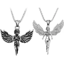 Серебряное модное ожерелье с подвеской в виде крыльев Ангела Купидона милое ожерелье из мультфильма в стиле хип-хоп колье в виде ангела Купидона ювелирные изделия