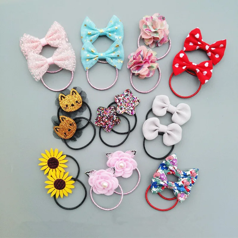 40pcs/lot High Quality Sun Flower Elastic Hair Bands Kid Claw Braid