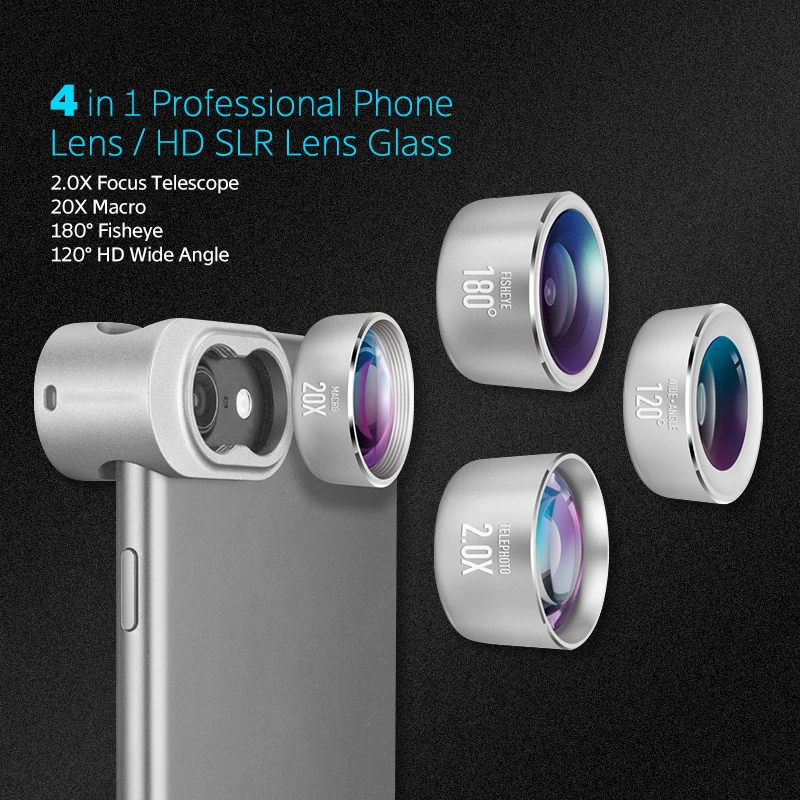 Lente Para Celular 4 In 1 Camera Phone Lens Kit Hd 4k Wide Angle Telescope Fisheye Marco Phone Lenses For Iphone Samsung Xiaomi Mobile Phone Lens Aliexpress