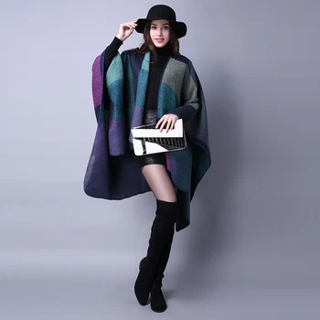 

New Scarves Women Scarf Ponchos and Capes Cashmere Plaid for Ladies Dress Scarfs