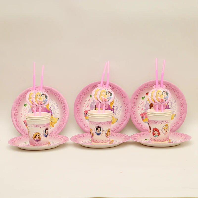 buy Princess Party Supplies set Kids Birthday Party Decoration Cup Paper plate Straws Wedding Party Decoration 18pcs