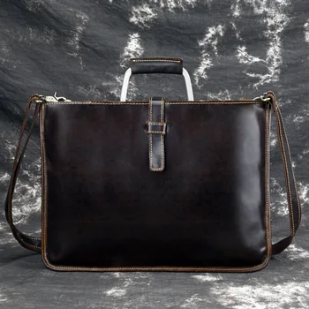 

Business Briefcases Man for lawyer Genuine Leather Messenger Bag Men Shoulder Bags leather laptop men's briefcases 2019