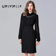 

Women Clothing European American Ol Professional Temperamental Spring chiffon L-5XL Female Fashion Dress Plus Size 16056