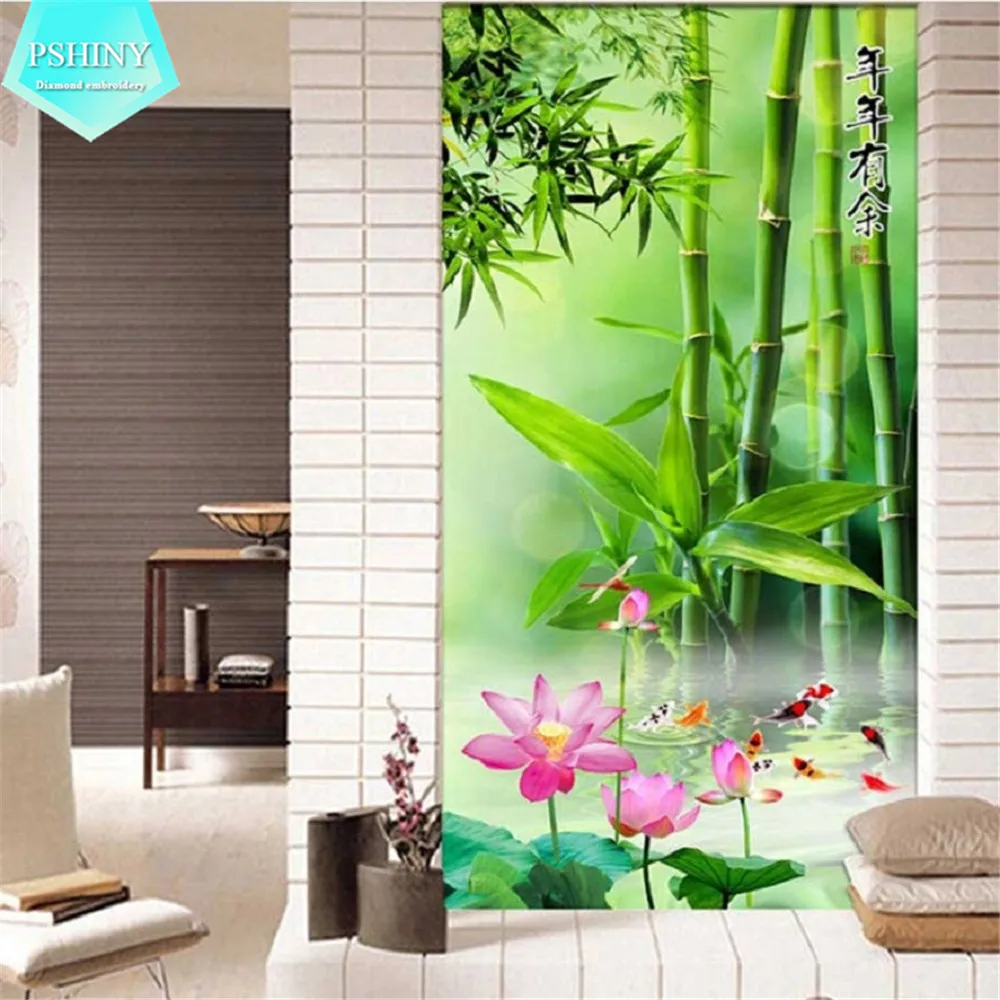 PSHINY 5D DIY Алмазная вышивка продажа Бамбуковые пейзажи полная дрель круглые стразы
