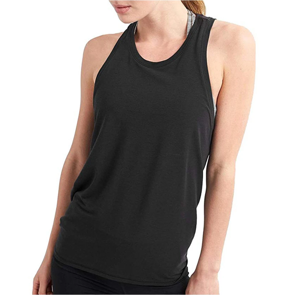 

Sleeveless Women T Shirt Fitness Pullover Sexy O Neck Solid Gyms Top Running Casual Sport Open Back Summer