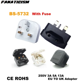 

100pcs High Quality BS-5732 EU To UK Plug Adapter Converter With Fuse International Travel AC Power Charger UK Plug Adaptor