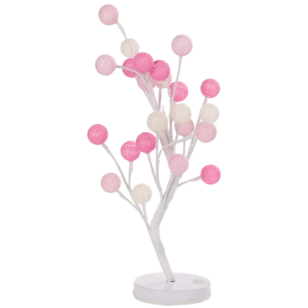 

Decorative 24LED Potted Tree Shape Desktop Cotton Ball Night Bedroom Lamp
